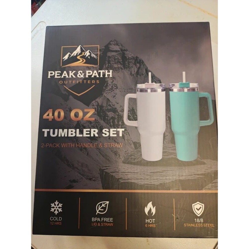 Peak & Path 40 oz Insulated Stainless Steel Tumbler 2-Pack Set | New Sealed